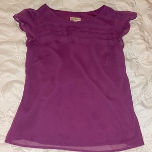 Merona Magenta Chiffon Fully Lined Flounce Sleeve Blouse